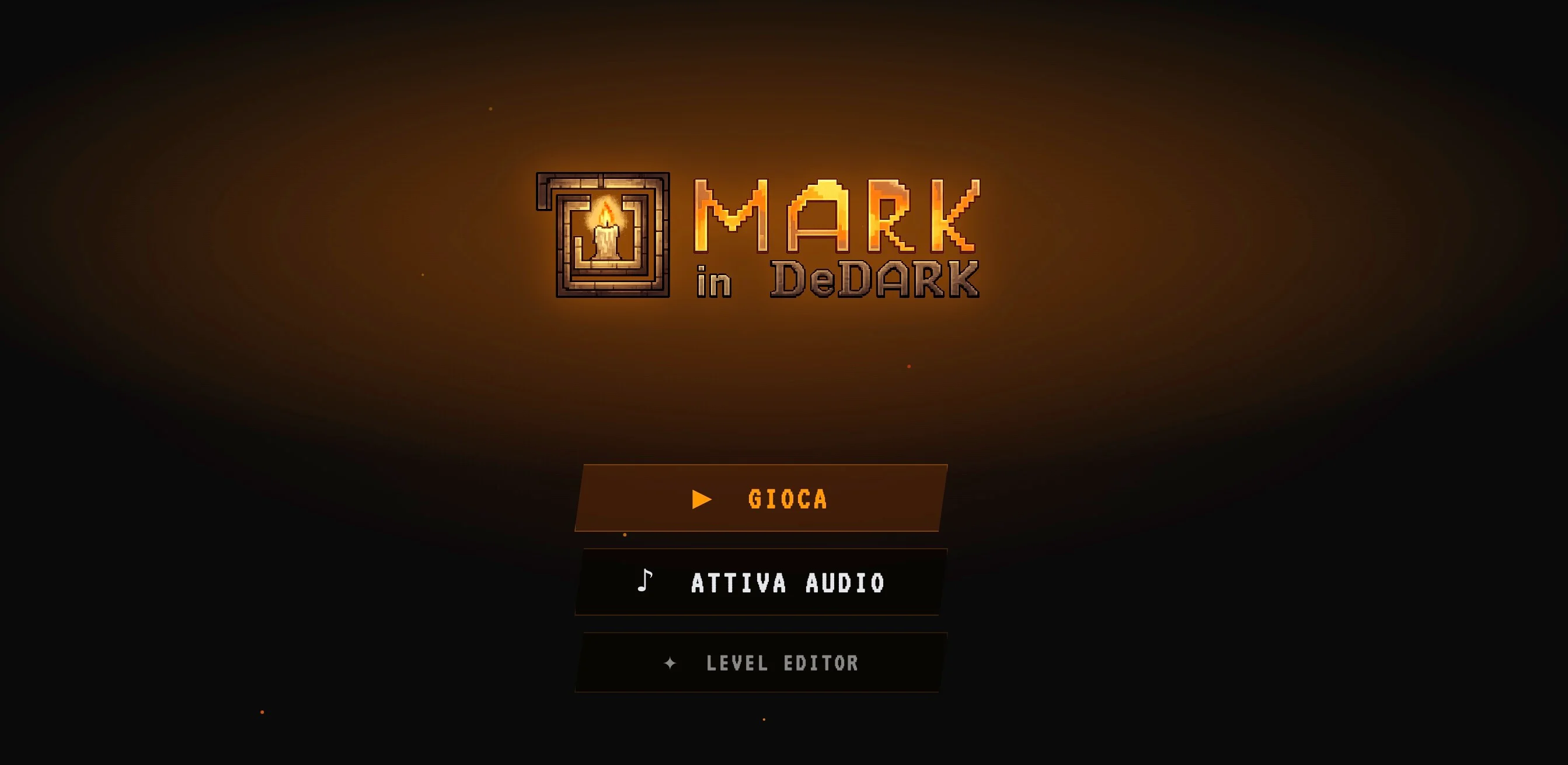 Il menù di gioco di Mark in DeDark